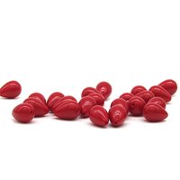 Vintage 11x8mm Teardrops, Shiny Opaque Red Plastic Pearshape Beads (22)