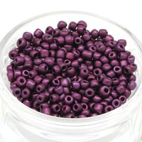 6/0 Seed Beads, 3.5mm Opaque Purple Metallic Suede Mini Rocailles (25g)