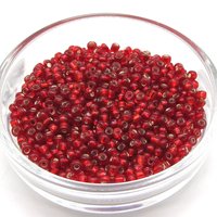 8/0 Round Seed Beads Red Foiled Rocailles