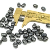 Gunmetal Glass Beads, 9x6.5mm Ovals