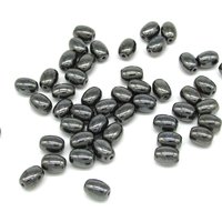 Gunmetal Glass Beads, 9x6.5mm Ovals