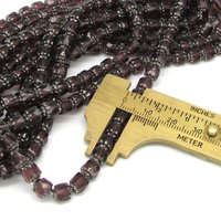 6mm Octagonal Crown Cathedral Beads, Translucent Amethyst with Antique Silver Etching