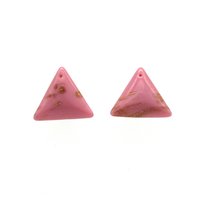 18mm Triangular Pendants, Top Drilled Vintage Pink and Gold Glass Stones
