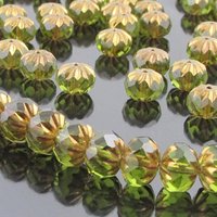 Olivine Faceted Glass 10x7mm Rondelle Beads