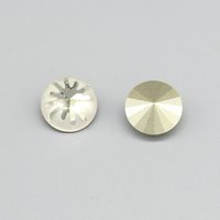 14mm Sea Urchin Carved Rivoli, Crystal Silver Shade Partially Frosted Round Stone, Foiled Point Back (2)
