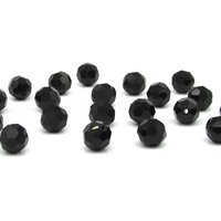 8.5mm Faceted Rounds, Opaque Jet Black Machine Cut Czech Glass Beads (20)