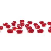 11x8.5mm Pinched Oval Beads with Red Givre