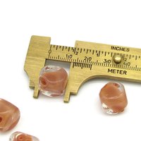 15mm Brown Glass Cube Beads, Vintage Lampwork Nuggets