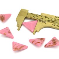 18mm Triangular Pendants, Top Drilled Vintage Pink and Gold Glass Stones