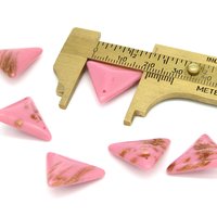 18mm Triangular Pendants, Top Drilled Vintage Pink and Gold Glass Stones