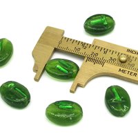 Green 16mm Flat Oval Lampwork Beads