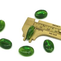 Green 16mm Flat Oval Lampwork Beads