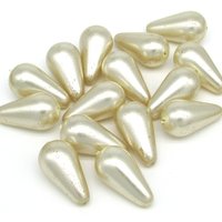 24x13mm Large Teardrops, Opaque Champagne Focal Beads, Czech Glass Pearls (9)