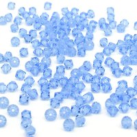 Vintage 4mm Bicone Beads, Light Sapphire Machine Cut Crystal Spacers