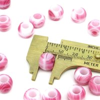 9.5x12mm Pink and White Glass Beads
