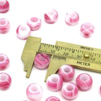9.5x12mm Pink and White Glass Beads