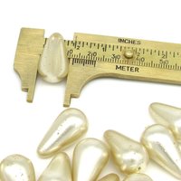 24x13mm Large Teardrops, Opaque Champagne Focal Beads, Czech Glass Pearls (9)