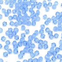 Vintage 4mm Bicone Beads, Light Sapphire Machine Cut Crystal Spacers