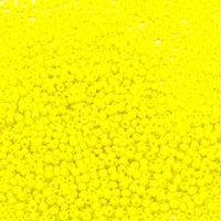 11/0 seed beads are opaque yellow glass. Tiny opaque rocailles average 2x1.5mm with round 0.64mm holes