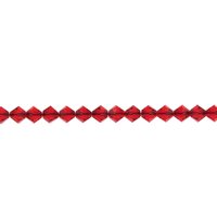 Vintage 4mm Faceted Bicones, Light Siam Red Vintage Machine Cut Crystal Beads