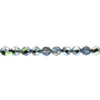 6mm Faceted Round Beads, White Opal Starshine Machine Cut Crystal (22)