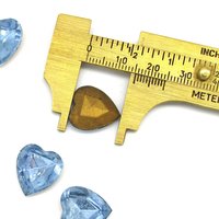 15mm Light Sapphire Heart Rhinestones, Vintage Point Back Glass Gems (6)
