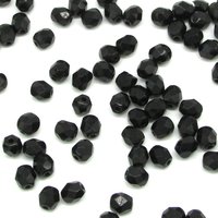 5x4.5mm Faceted Oval Beads, Opaque Jet Black Czech Fire Polished Glass