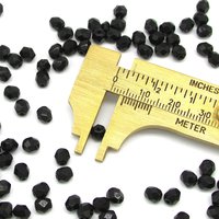 5x4.5mm Faceted Oval Beads, Opaque Jet Black Czech Fire Polished Glass