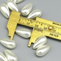 18.5x10mm Teardrops, Vintage Plastic Faux Pearl Beads