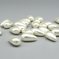 18.5x10mm Teardrops, Vintage Plastic Faux Pearl Beads