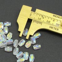 7x5mm Faceted Oval Barrels, Crystal AB Fire Polished Czech Glass Beads