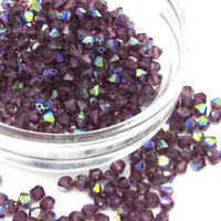 4mm Amethyst AB Bicone Machine Cut Crystal Beads