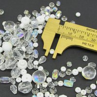 Clear Czech Glass Bead Mix, Fire Polished Faceted Rounds and Barrels, 120 pcs