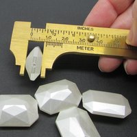25x18mm Faceted Octagons, Opaque White Pearlized Baguettes, Vintage Plastic Beads (10)