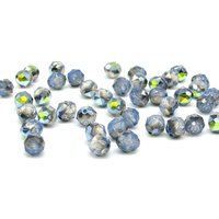 6mm Faceted Round Beads, White Opal Starshine Machine Cut Crystal (22)