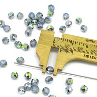 6mm Faceted Round Beads, White Opal Starshine Machine Cut Crystal (22)