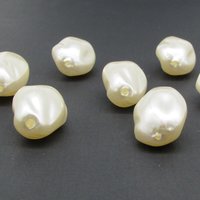 Vintage Cream Lustre Beads, 25x17mm Baroque Oval Plastic Pearls (12)