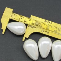 26.5x17mm Teardrop Beads, Opaque White Vintage Plastic Pearls (8)