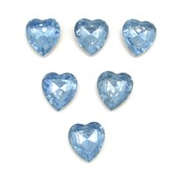15mm Light Sapphire Heart Rhinestones, Vintage Point Back Glass Gems (6)