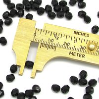 5x4.5mm Faceted Oval Beads, Opaque Jet Black Czech Fire Polished Glass