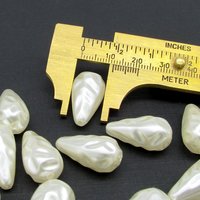 22x11.5mm Cream Teardrops, Vintage 27x13.5mm Beads,  30x15.75mm Textured Plastic Pearls