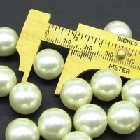 14mm Round Faux Pearls, Vintage Opaque Cream Glass Lustre Beads