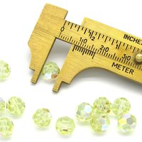 8mm Faceted Round Beads, Vintage Jonquil AB Machine-Cut Crystal Spacers