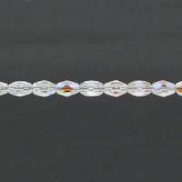 7x5mm Faceted Oval Barrels, Crystal AB Fire Polished Czech Glass Beads