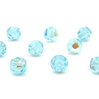 10mm Faceted Round Beads, Vintage Aqua AB Czech Machine Cut Crystal, Iridescent Pastel Blue-Green Spacers (12)