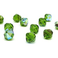 10x10mm Faceted Polygons Beads, Emerald AB Vintage Machine Cut Crystal Octagons (12)