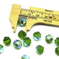 10x10mm Faceted Polygons Beads, Emerald AB Vintage Machine Cut Crystal Octagons (12)