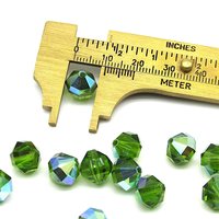 10x10mm Faceted Polygons Beads, Emerald AB Vintage Machine Cut Crystal Octagons (12)