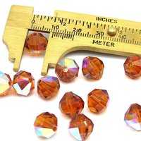 10mm Faceted Octagon Beads, Vintage Topaz AB Machine Cut Crystal