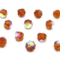 10mm Faceted Octagon Beads, Vintage Topaz AB Machine Cut Crystal